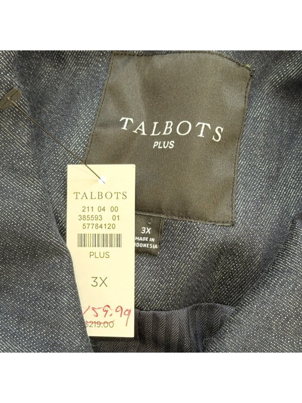 Talbots Plus Womens 3X Refined Denim Short Trench Coat Utility Jacket Barn NEW - Picture 5 of 8